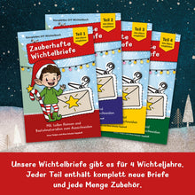 Lade das Bild in den Galerie-Viewer, Unsere Wichtelbriefe gibt es für 4 Wichteljahre. Jeder Teil enthält komplett neue Briefe und jede Menge Zubehör.

