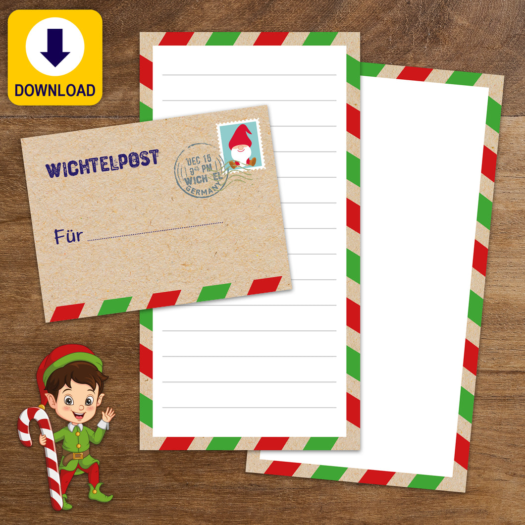 Wichtelbriefpapier Mit Passendem Umschlag Zum Ausdrucken – Kreative Wichtelpost Für Weihnachten