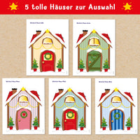 Fünf bezaubernde Wichtelhäuser zur Auswahl von easy-sticks – die perfekte kreative Ergänzung für festliche Dekoration und Bastelprojekte.