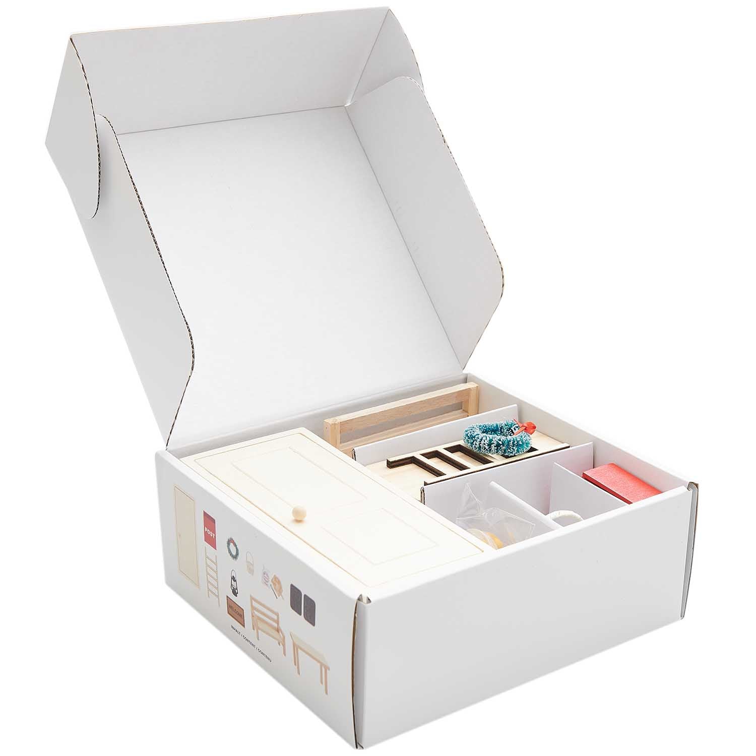 Wichtelwelt Zubehör Set, 15-teiliges Premium Set Mit Wichteltür, Wichtelbriefkasten Wichtel Bank Wichtel Korb Backblech Fußmatte Tisch Leiter Türkranz Laterne Wichteltür aus Holz