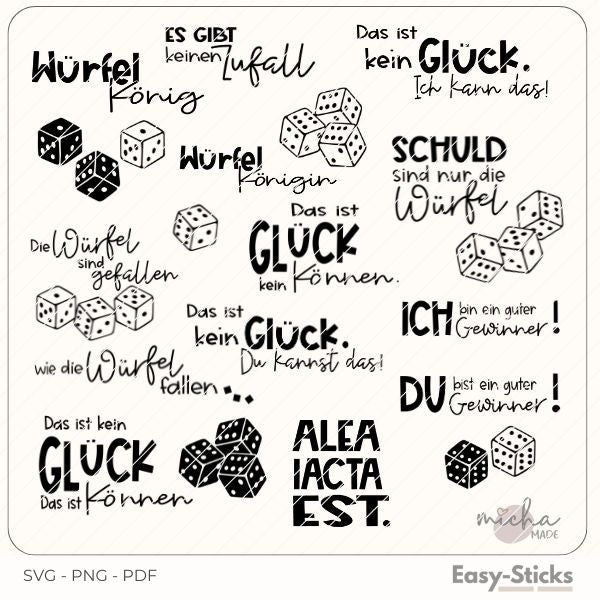 Die Würfel sind gefallen

Würfel König

Würfel Königin

Das ist kein Glück. Ich kann das!

Wie die Würfel fallen...

Du bist ein guter Gewinner

Schuld sind nur die Würfel

Alea Iacta Est.