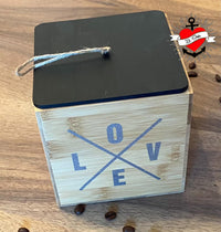 Bambus-Aufbewahrungsbox mit stilvollem Druck, inspiriert von der "X Worte" Plotterdatei von easy-sticks.