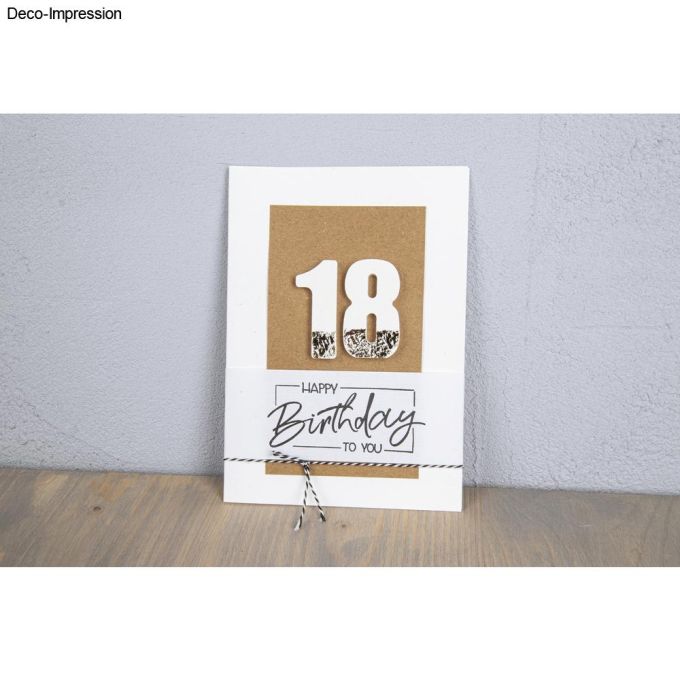 Kreative Geburtstagskarte mit handgegossener Zahl 18, gestaltet mit der Silikon Gießform 0-9 von easy-sticks.