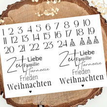 Lade das Bild in den Galerie-Viewer, Adventskalender Rub On Sticker Randlos A5 - Wetterfest, UV-Beständig, Kratzfest, Einfache Anwendung
