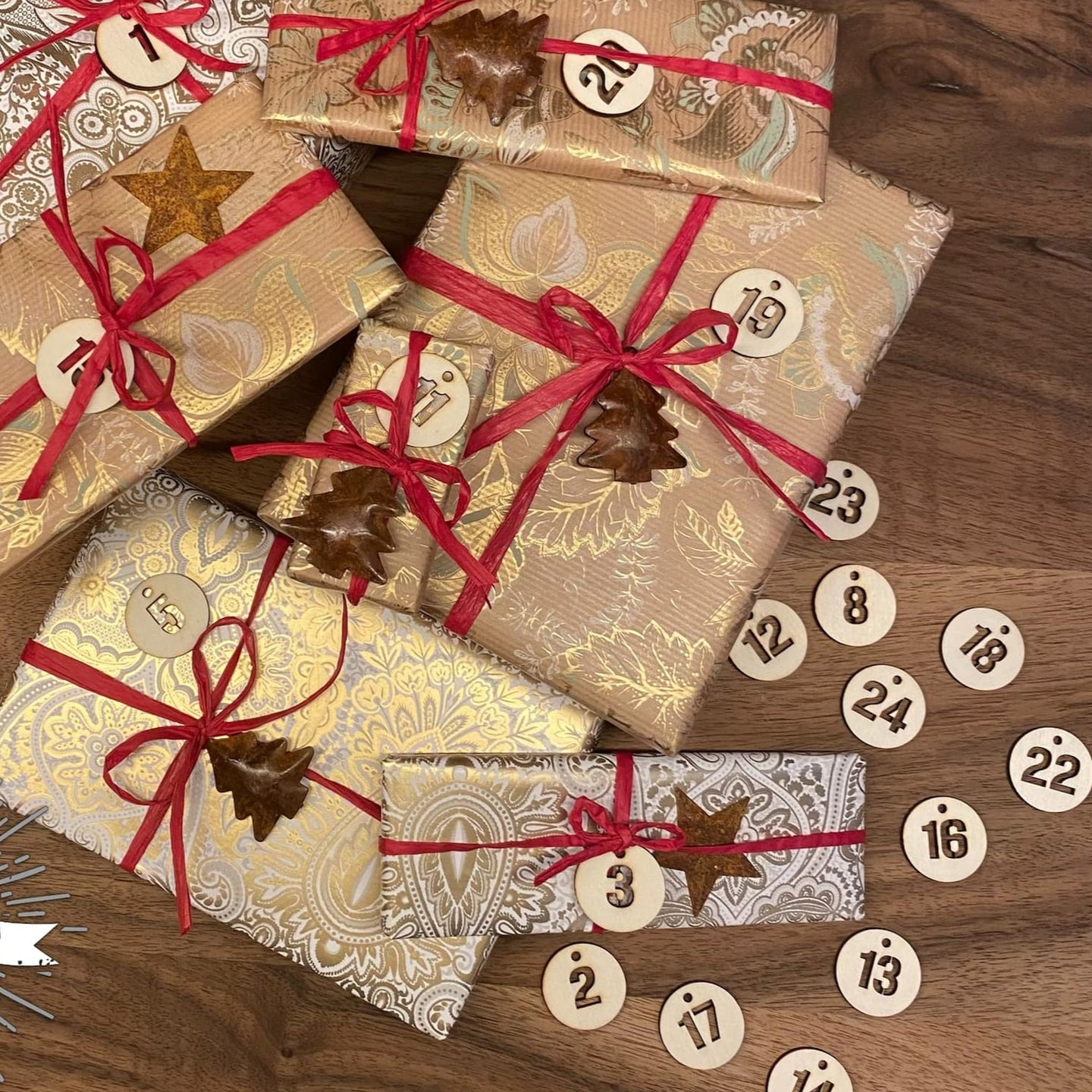 Zahlenanhänger, Adventskalenderzahlen 1 - 24
