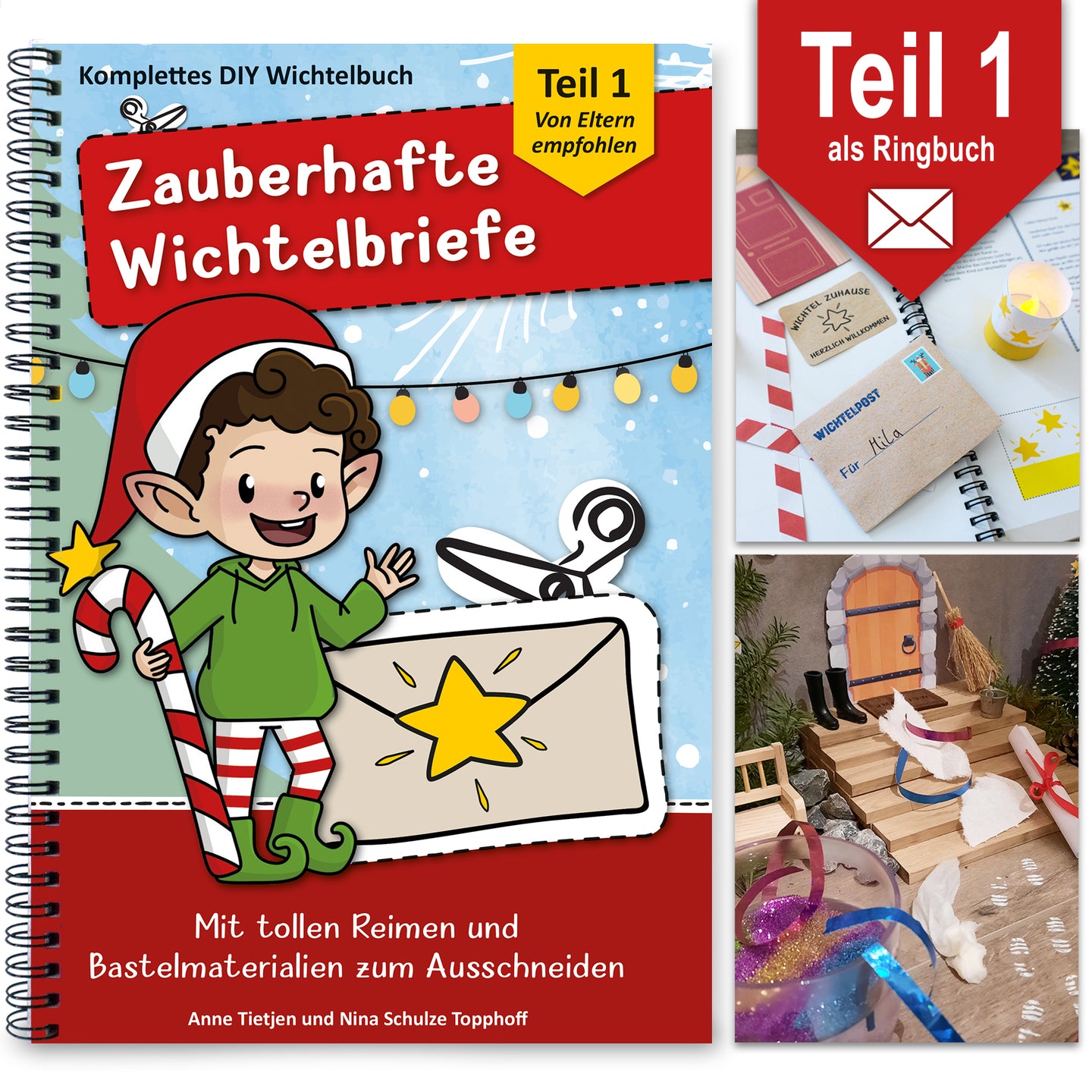 Zauberhafte Wichtelbriefe von easy-sticks – Kreatives Set mit einem fröhlichen Wichtel auf dem Cover und Bastelmaterialien für Adventszeit-Abenteuer.