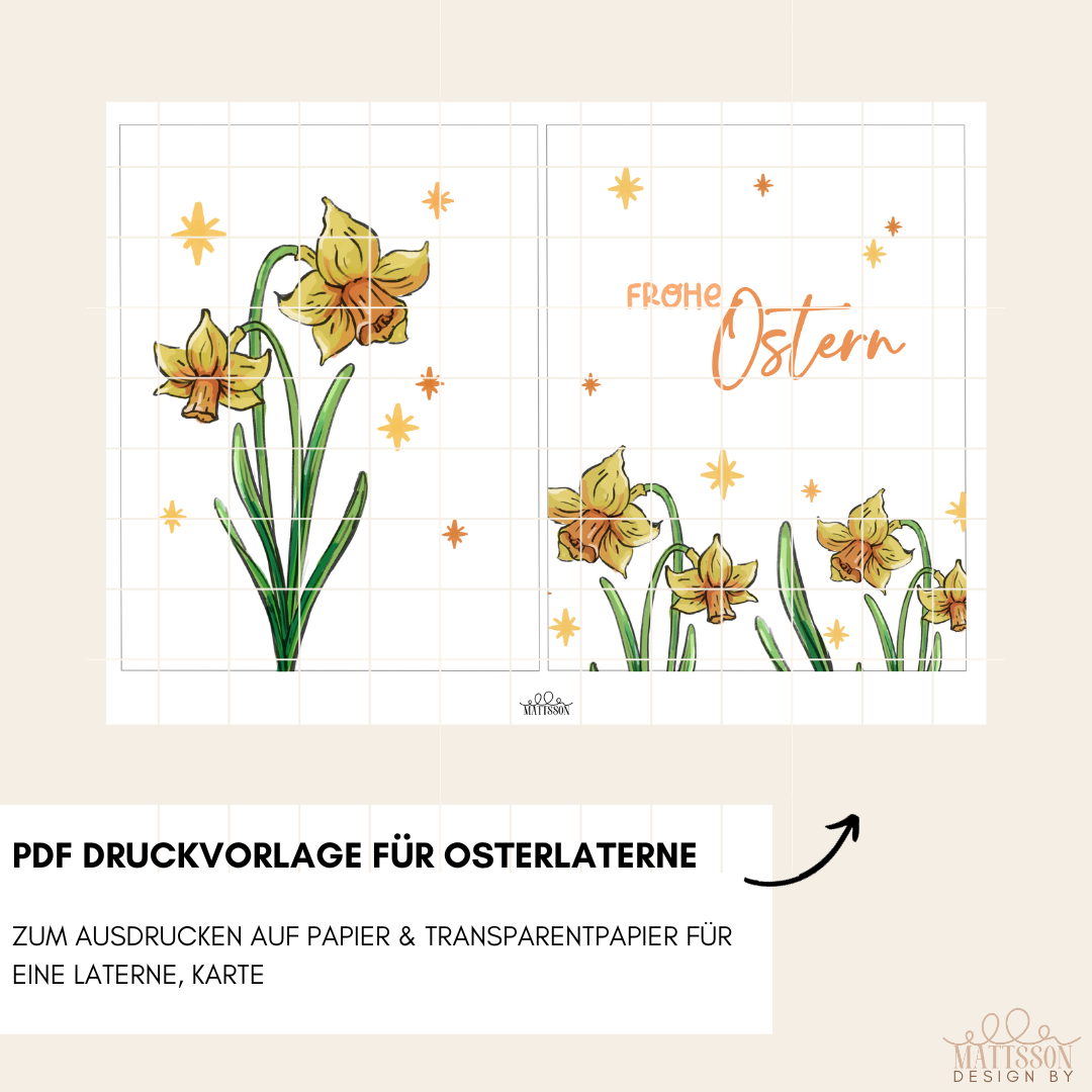 Frohe Ostern PDF zum Ausdrucken um in Laternen aus Easysticks kleben