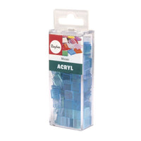 Acryl Mosaik Basteln Set, Transparent blau, 1x1cm, 205 Stück für Kreative DIY-Projekte