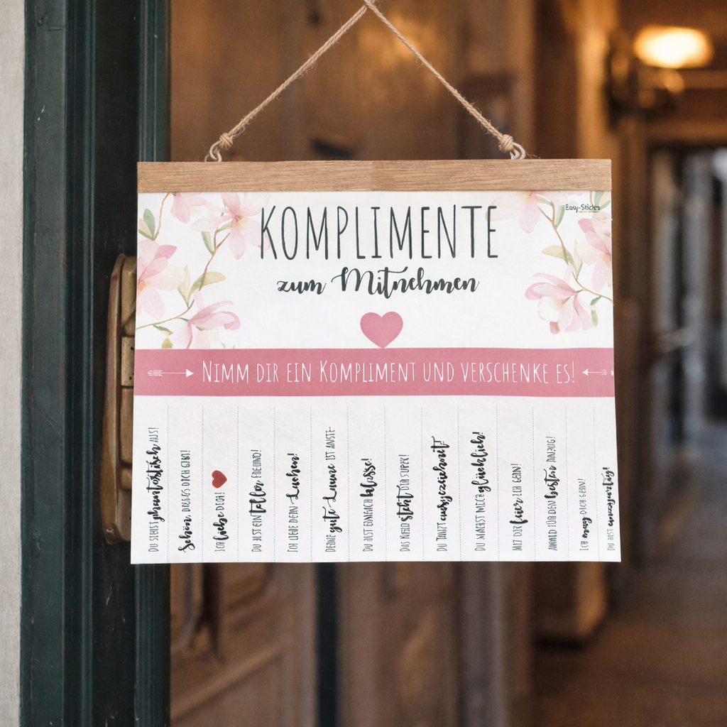Komplimente zum Abreißen zum Aufhängen - 14 Abreißzettel in 3 Designs