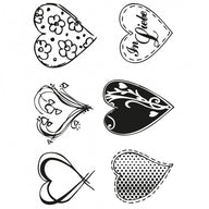 Stempel Clear Herzen von easy-sticks, A7, 6-teiliges Set mit verschiedenen herzlichen Designs, ideal für kreative Bastelprojekte und Kartenherstellung.