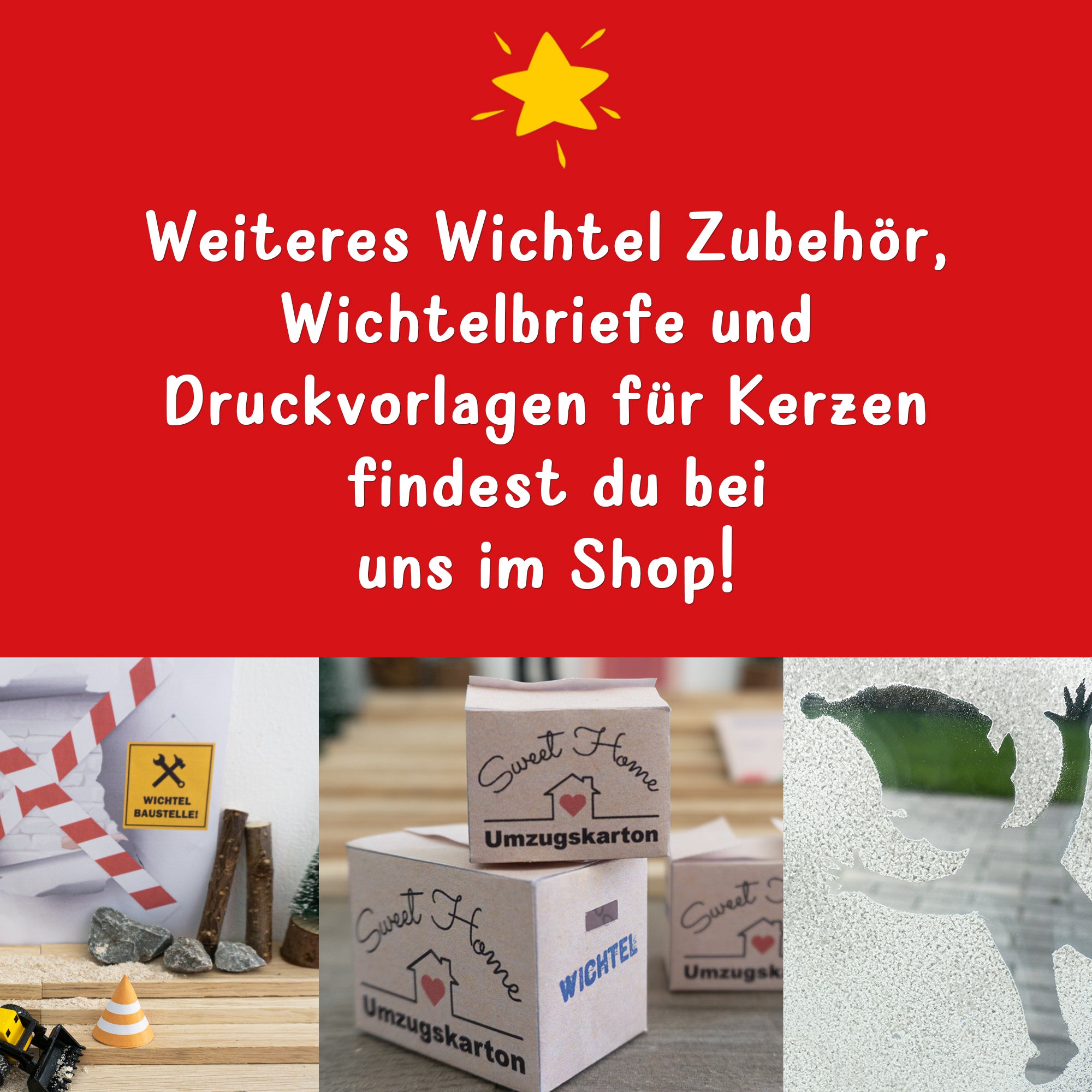 Weiteres Wichtelzubehör bei Easy-Sticks im Shop, z.B. Wichtelbriefe, Wichtelbücher, Briefpapier vom Wichtel, Umzugskarton, Baustelle, Wichtelbaustelle, Wichtelschablone, Schablone, Wichtelmaske, Maske und jede Menge mehr.