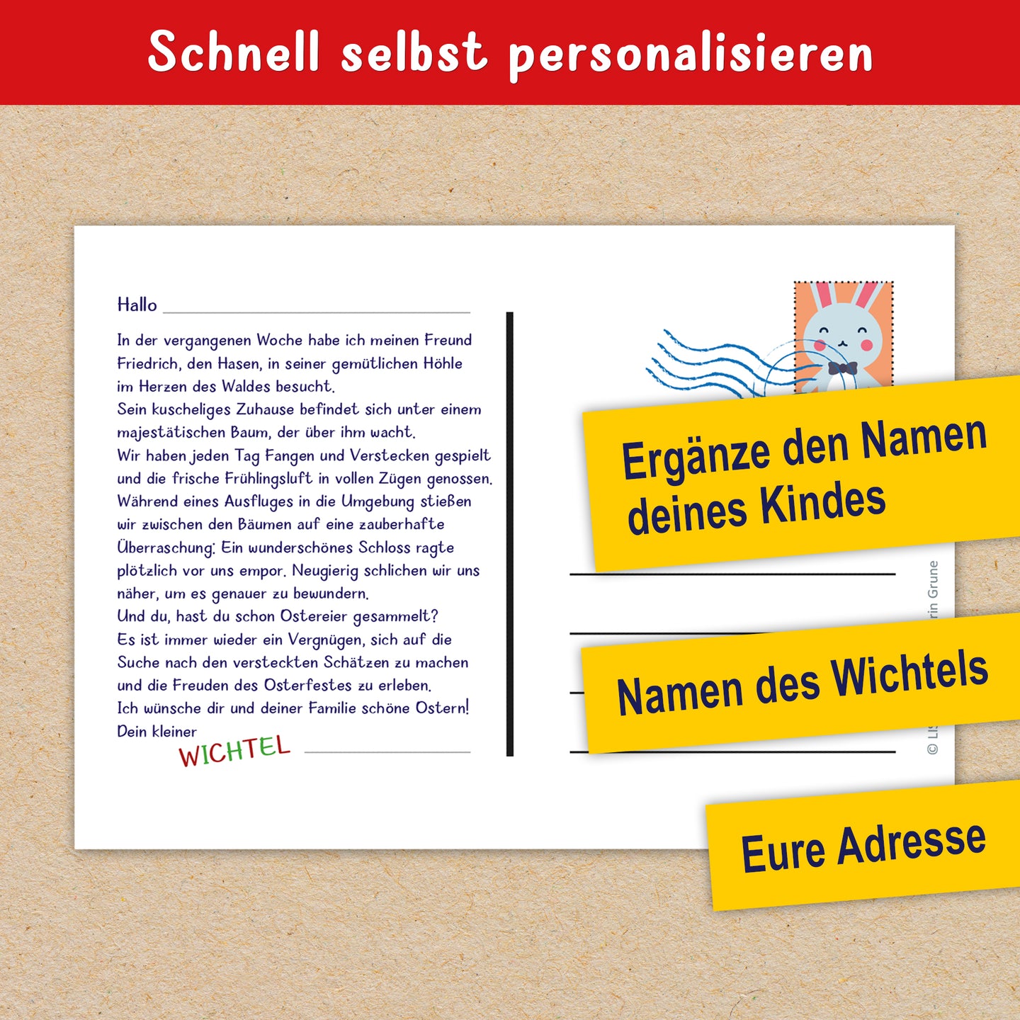 Wichtelpostkarte Ostern Zum Download: Liebevolle Grüße Vom Wichtel Für Kinder 