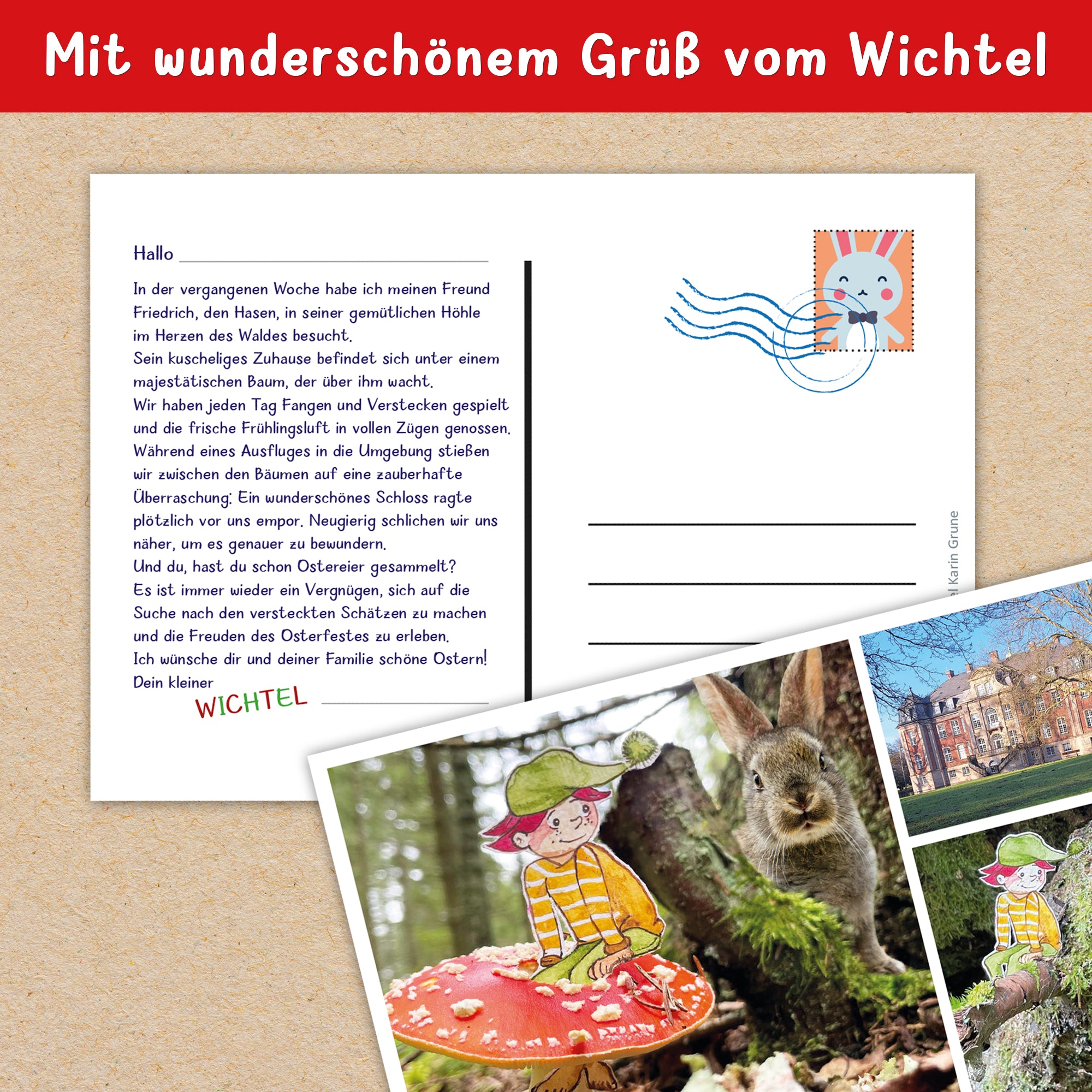Wichtelpostkarte Ostern Zum Download: Liebevolle Grüße Vom Wichtel Für Kinder 