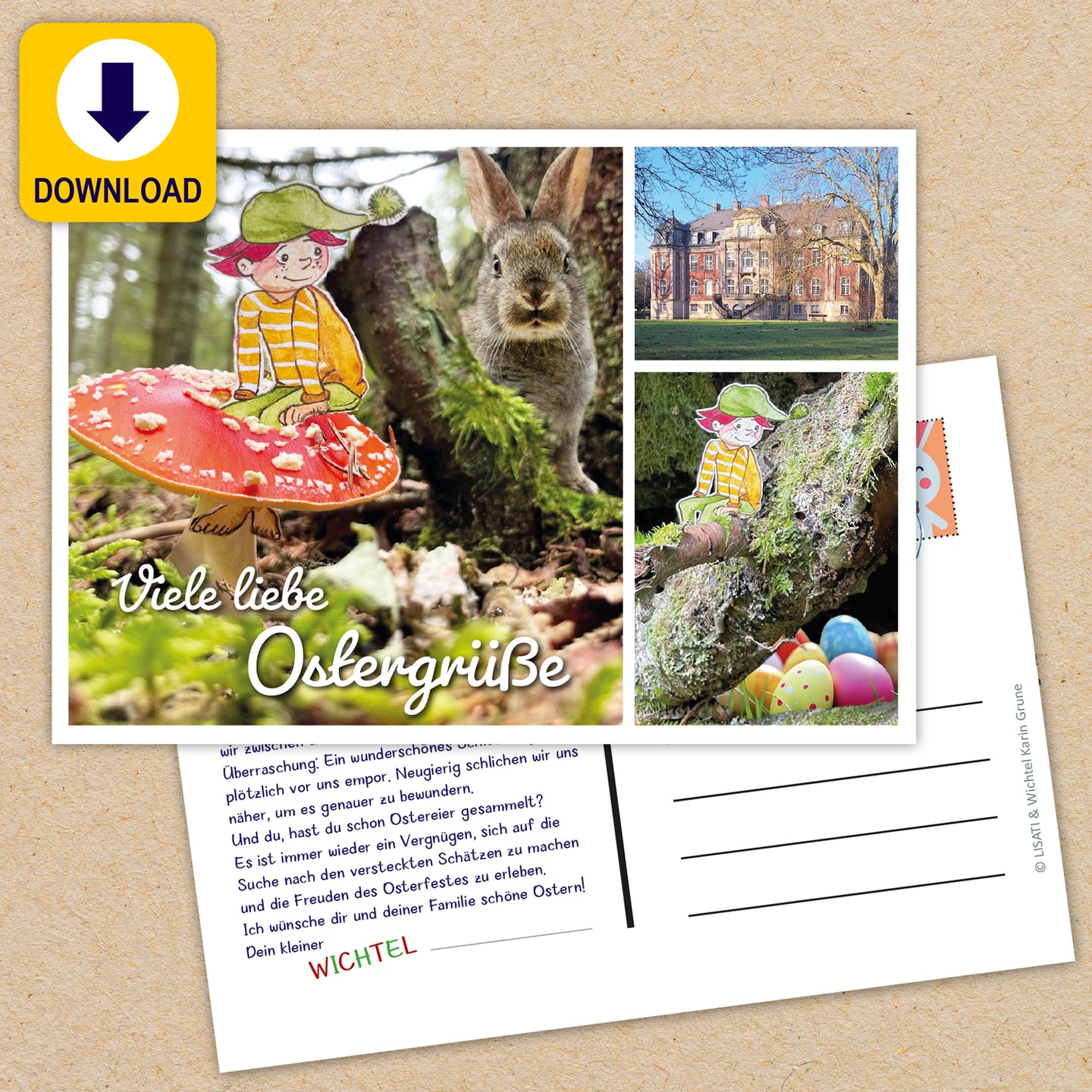 Wichtelpostkarte Ostern Zum Download: Liebevolle Grüße Vom Wichtel Für Kinder 