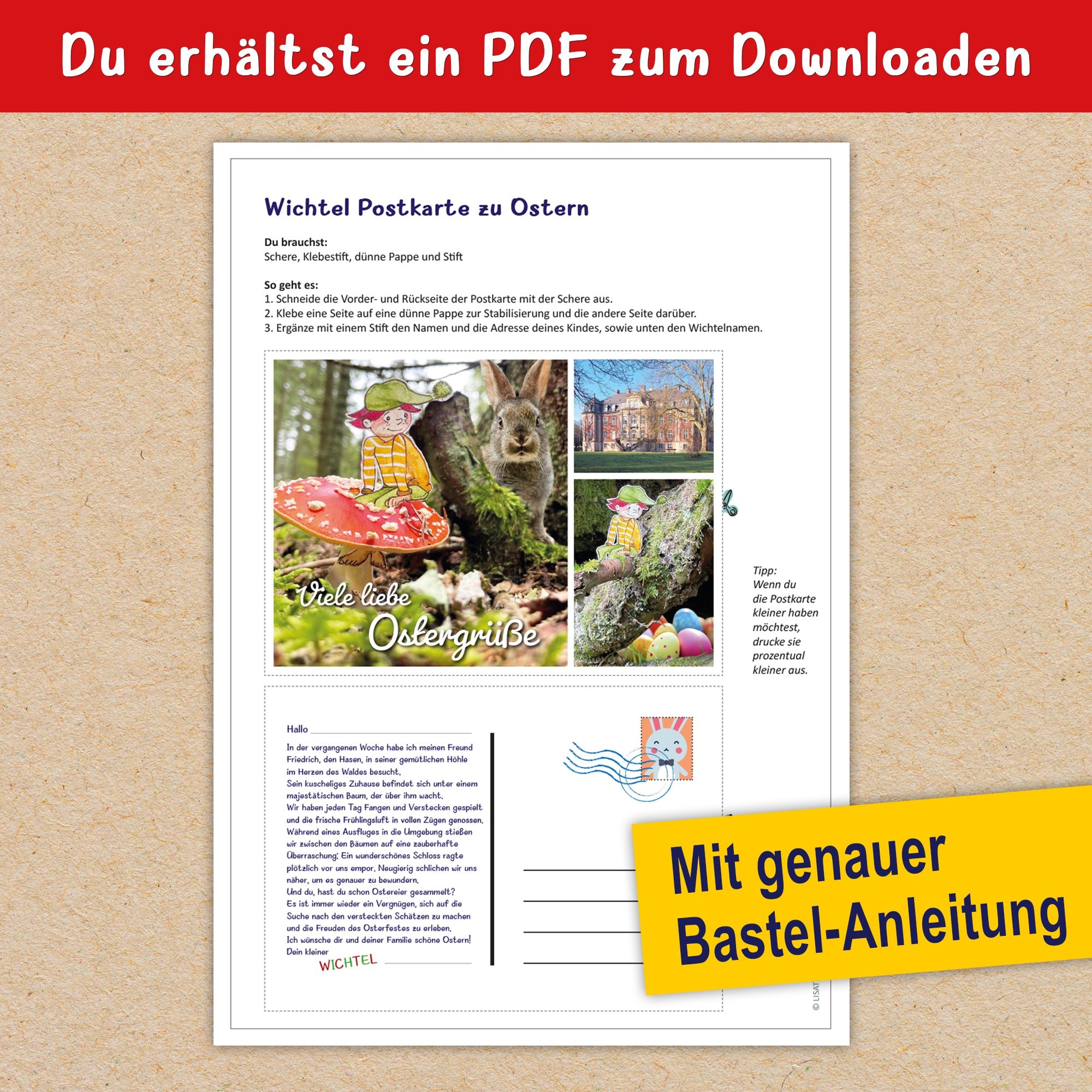 Wichtelpostkarte Ostern Zum Download: Liebevolle Grüße Vom Wichtel Für Kinder 