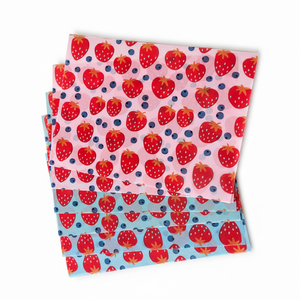 Erdbeeren Transparentpapier A4 – 6 Bögen für Laternen, Lichtboxen & Silikonformen