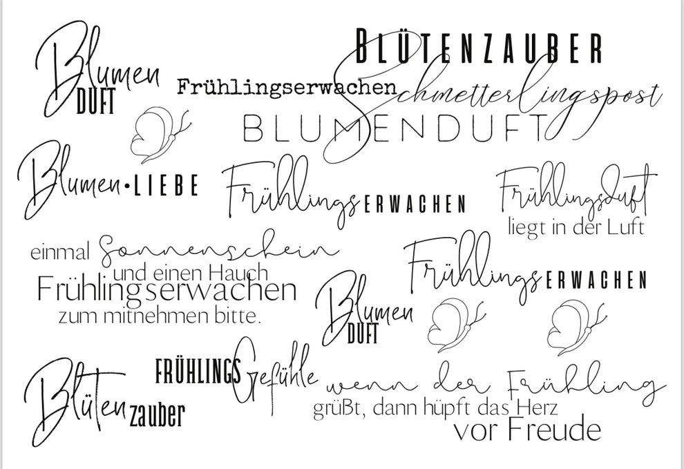 Rub On UV Sticker randlos Frühling 2 A5 - Bunte Frühlingsmotive und kreative Schriftzüge auf einem Stickerbogen von easy-sticks.