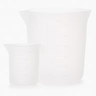 Silikon Messbecher für Gießpulver - 2er Set von Easy-Sticks, bestehend aus einem 100 ml und einem 350 ml Messbecher mit klaren Messskalen für präzise Dosierungen in handwerklichen Projekten.