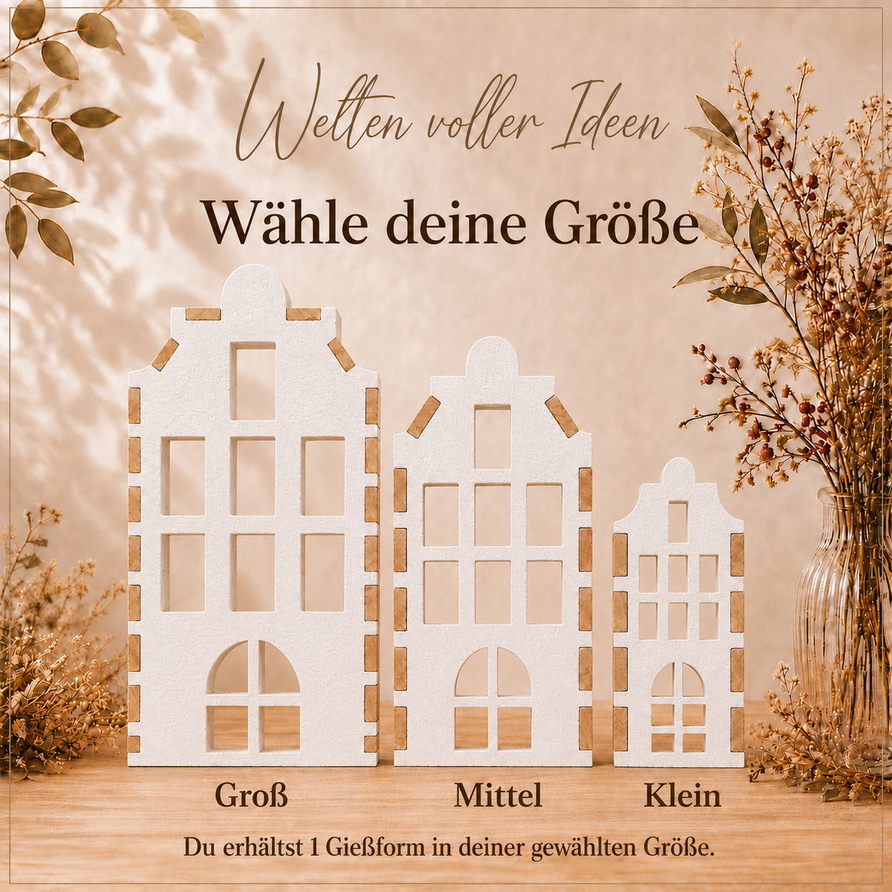 Silikonform - Grachtenhaus Seite viereckige Fenster in klein, mittel und groß