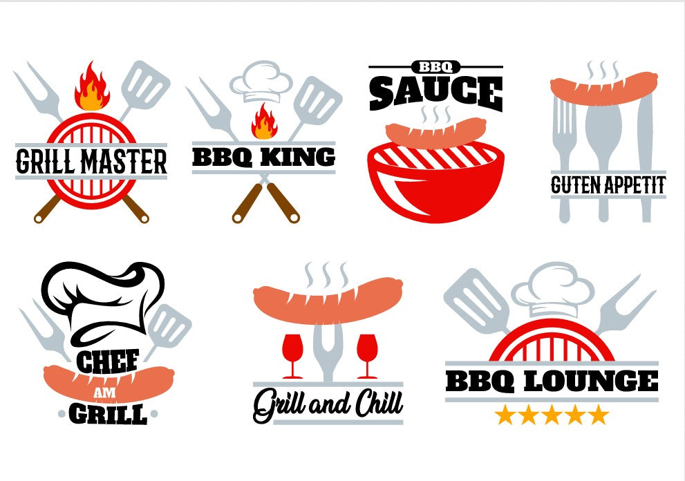 Kreative Grill Sprüche Rub Ons von easy-sticks auf einer A5 Seite, perfekt für die Verschönerung von Geschenken und BBQ-Accessoires.