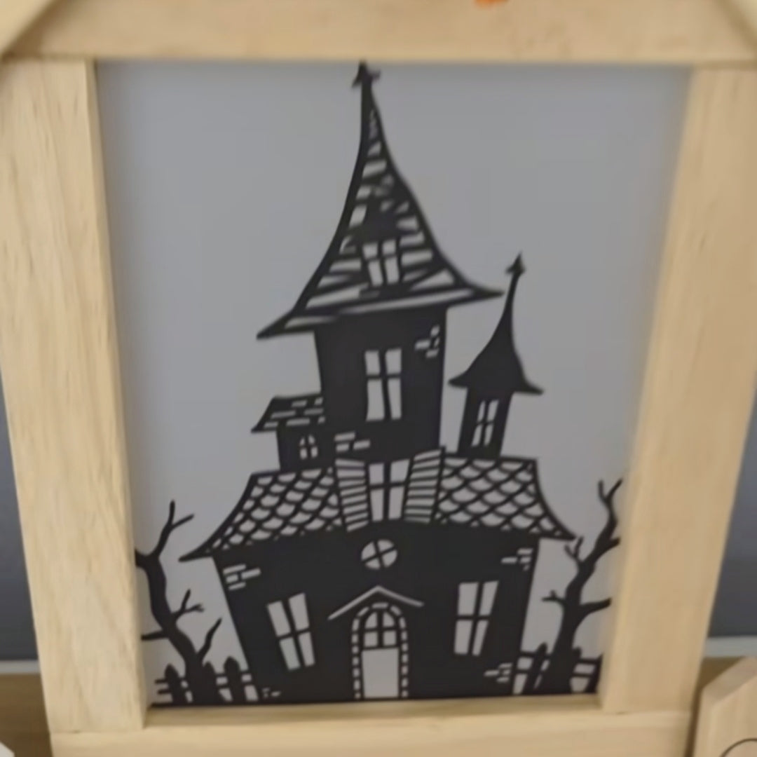 Geisterhaus Plotter/ Laserdatei - Spukhaftes Halloween-Design mit und ohne Kartenhalter Basis