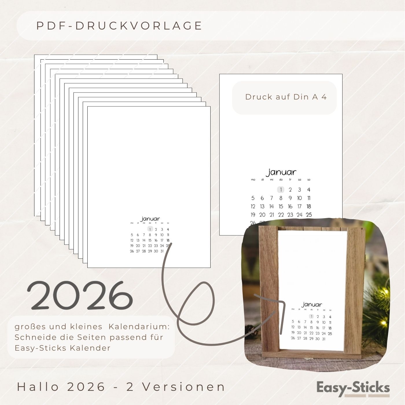 Kalender, schlicht 2026 - PDF