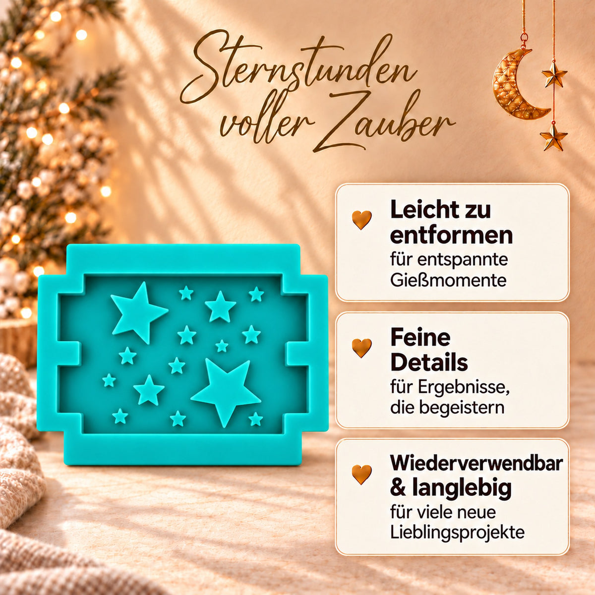 Silikonform – Haus-Dach-Einleger mit Sternen