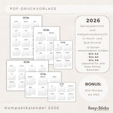 Kalender 2026 - PDF, PNG