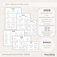 Kalender 2026 - PDF, PNG