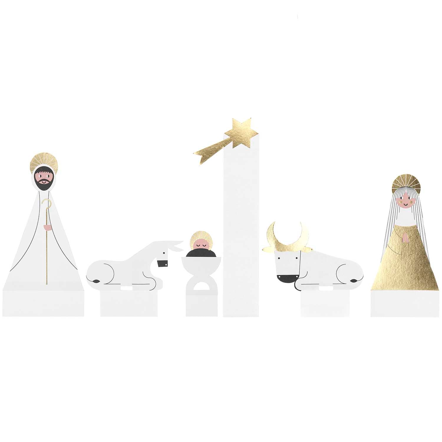 -Teiliges Kartendeko-Set Mit Hochwertigen Krippenfiguren Aus 350 g/m² Papier, Vielseitig Und Wiederverwendbar