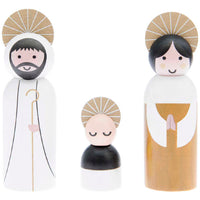 Voll-Holz Krippen-Figuren-Set, handbemalt, 3 teilig