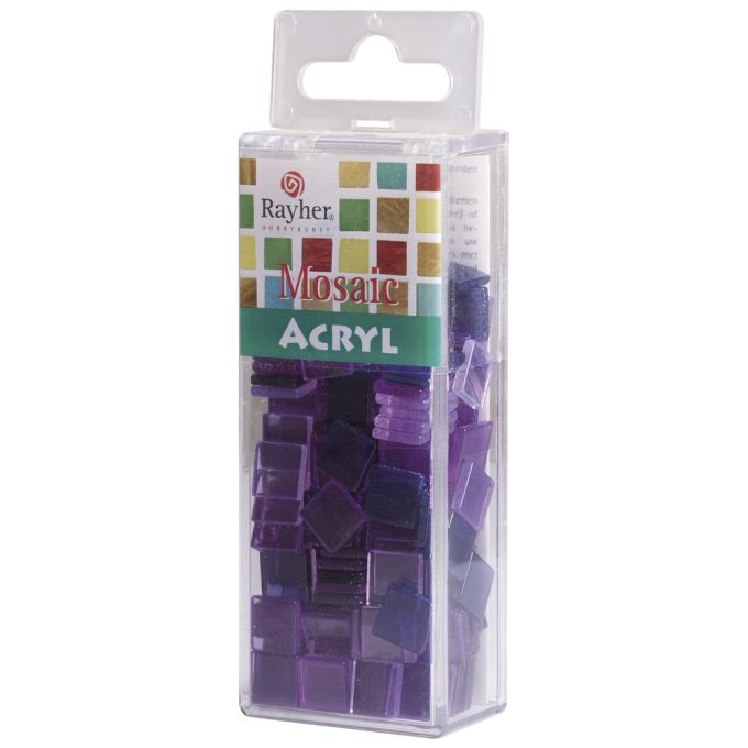 Acryl Mosaik Basteln Set, Transparent lila, 1x1cm, 205 Stück für Kreative DIY-Projekte