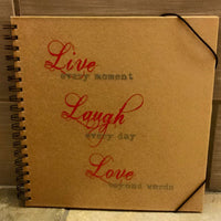 live-laugh-love Plotterdatei kaufen und downloaden, hier auf einem Ringbuch