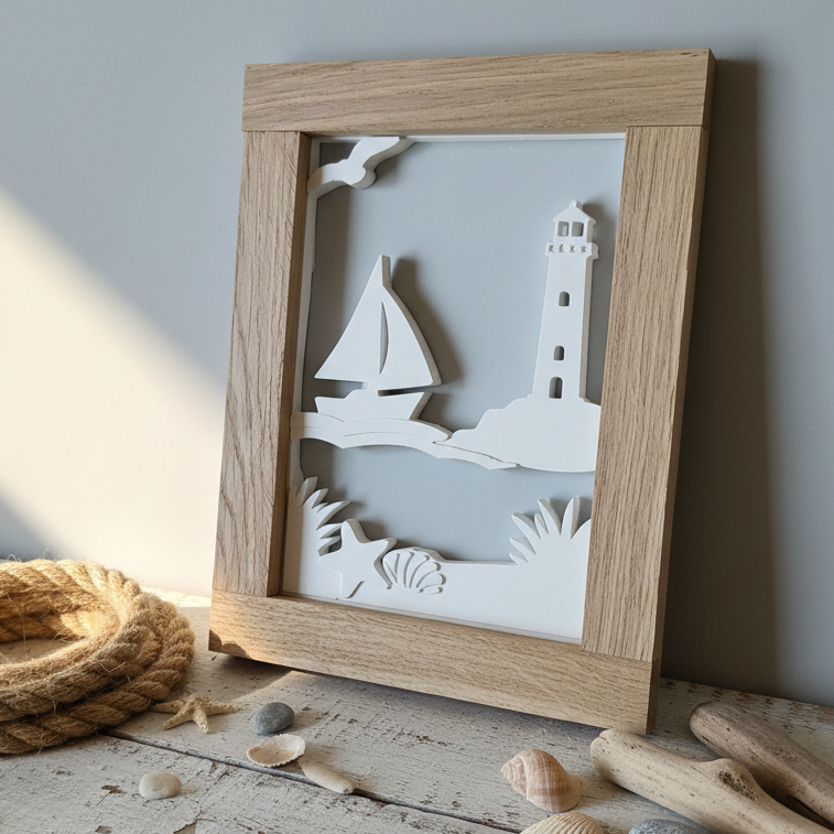 maritimes-produktfoto-aus gegossener Silikonform Strand, Sommer, Leuchtturm