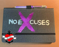 NO Excuses Plotterdatei von easy-sticks - Notizbuch mit auffälligem Design in lila, ideal für kreative Projekte.