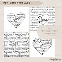 Oma du bist ... Laterne und Lichtbox PDF Druckvorlage in Rot, Bunt und Schwarz - Kreative Geschenkideen Oma