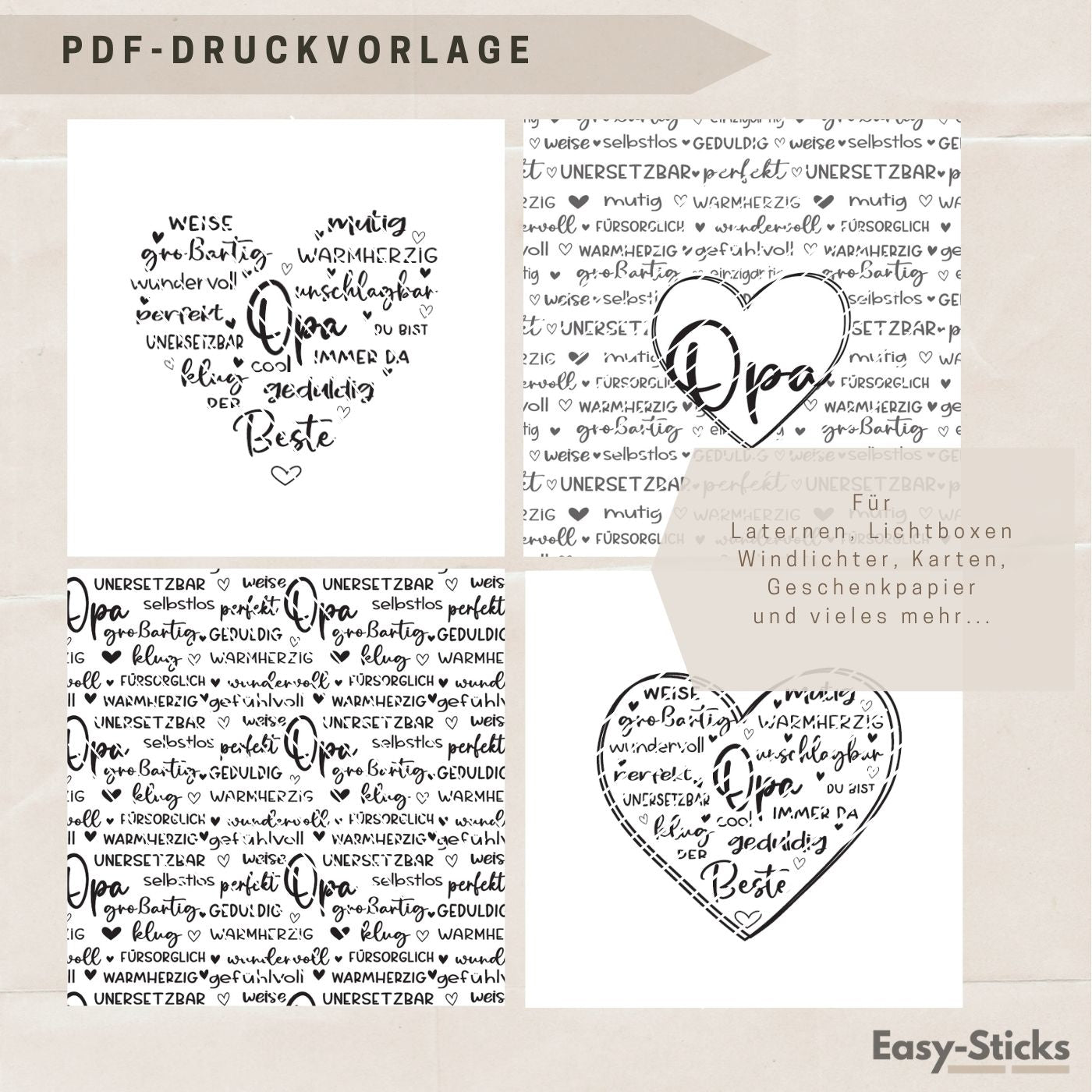 Opa Du Bist ... Geschenk für Opa: PDF Druckvorlage Laterne in blau, mint & schwarz, weiß