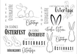 Rub on UV Sticker randlos Ostern von easy-sticks, stilvolle und verspielte Osterdesigns, ideal zum Verzieren von Karten und Bastelideen.
