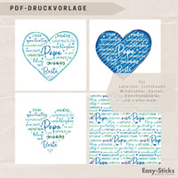 Laterne "Papa Du Bist ..." PDF Druckvorlage - Geschenkideen für Papa, DIY für Vatertag, Geburtstag, Weihnachten