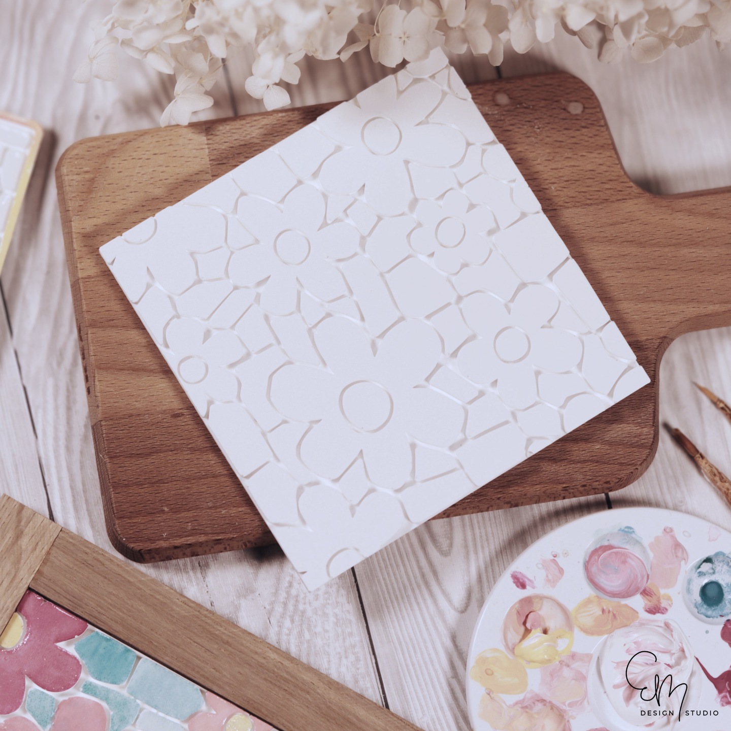 Silikonform - Gänseblümchen Wiese Mosaik Fliese