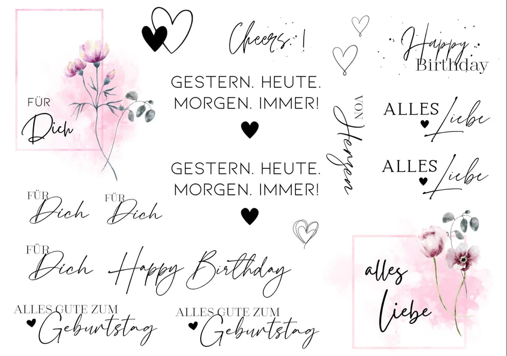 Sticker Für dich Alles Liebe Geburtstag Happy Birthday Rub Sticker