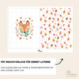 Bastelvorlage Fuchs Laterne Vorlage - PDF Druckvorlage für Herbstlaterne mit Fuchs-Design zum Ausdrucken.