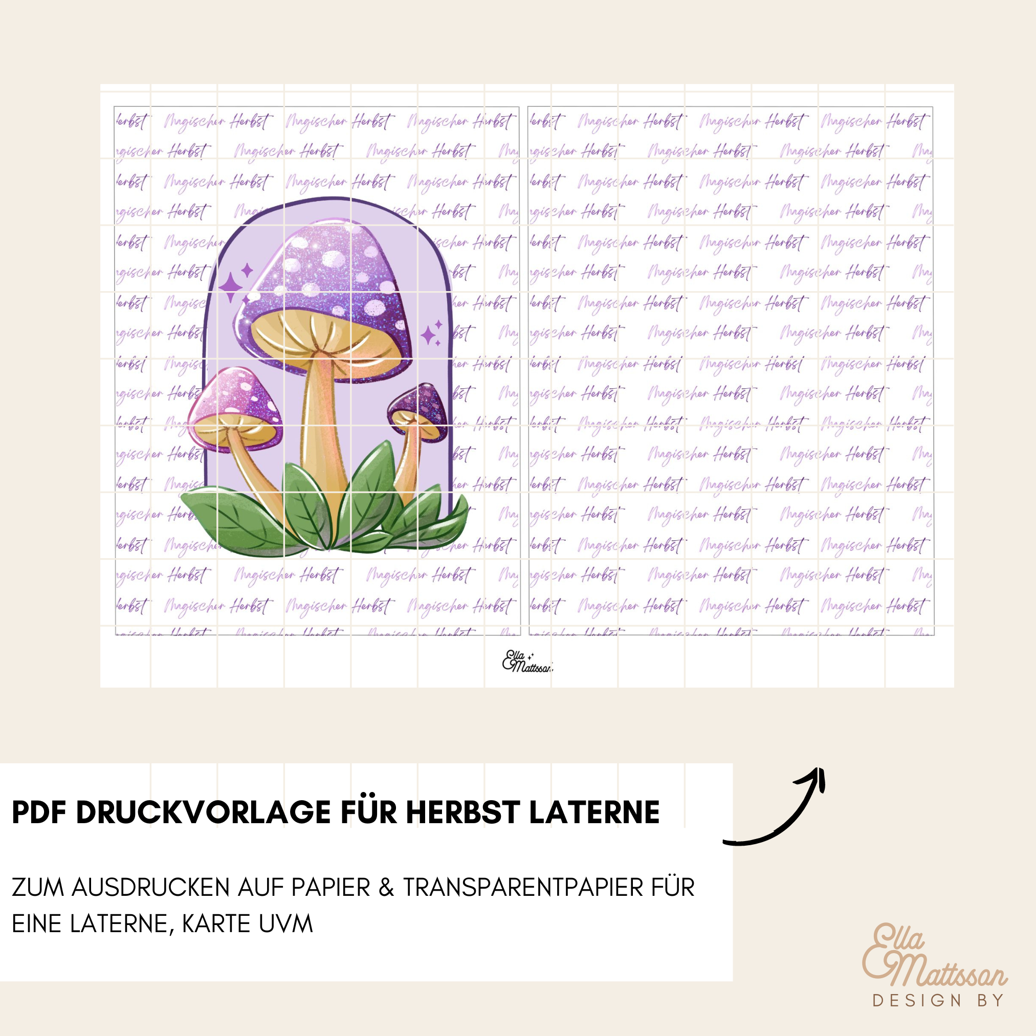 Pilz Herbst Easysticks Laterne basteln