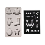 Silikon-Gießform Winter von easy-sticks mit 6 weihnachtlichen Motiven, ideal für DIY-Deko-Anhänger.