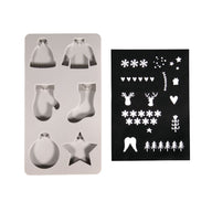 Silikon-Gießform Winter von easy-sticks mit 6 weihnachtlichen Motiven, ideal für DIY-Deko-Anhänger.