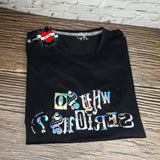 Ein schwarzes Shirt mit dem bunten Design "Why so serious?" von easy-sticks, ideal für besondere kreative Projekte.