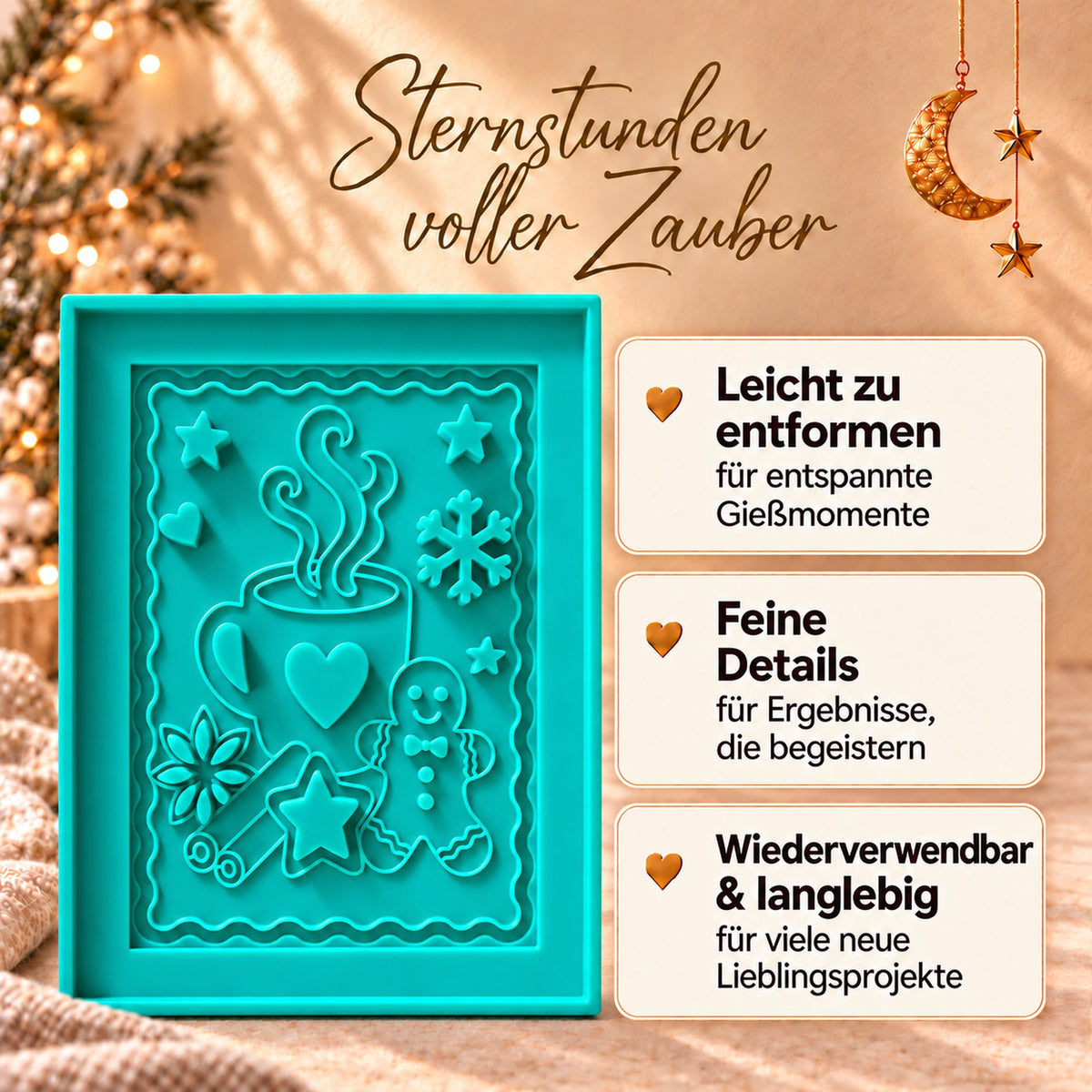 Winter Kaffee Kakao Tee Pause Silikonform Laternenseite