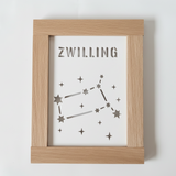 Zwilling Schablone Holzrahmen weißer Hintergrund