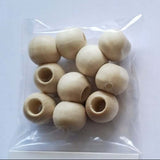 Set mit 10 Holzperlen aus Naturholz Ø15mm von easy-sticks, ideal zum Basteln, mit einem Bohrloch Ø7mm für kreative Projekte.