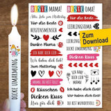 Kerzenstickervorlage mit Muttertags-Motiven für die beste Mama von easy-sticks, präsentiert auf Wachs mit liebevollen Aufschriften und Designs zum Downloaden.